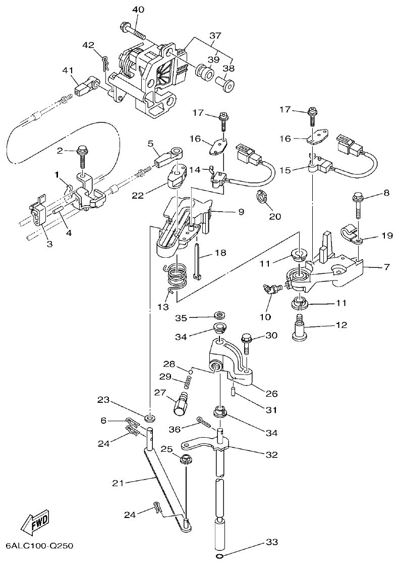 Yamaha F250HET, FL250HET CONTROL parts diagram
